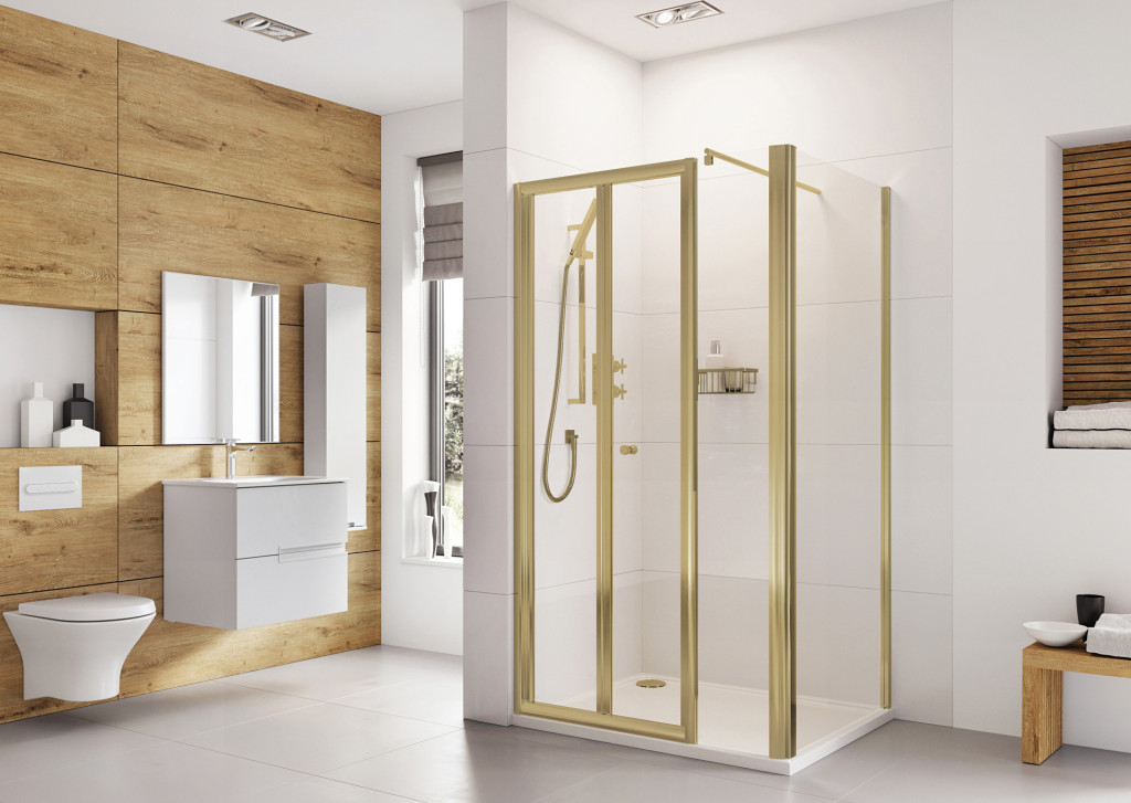Haven6 Bi-Fold Door Corner Fitting With Inline Panel In Brushed Brass