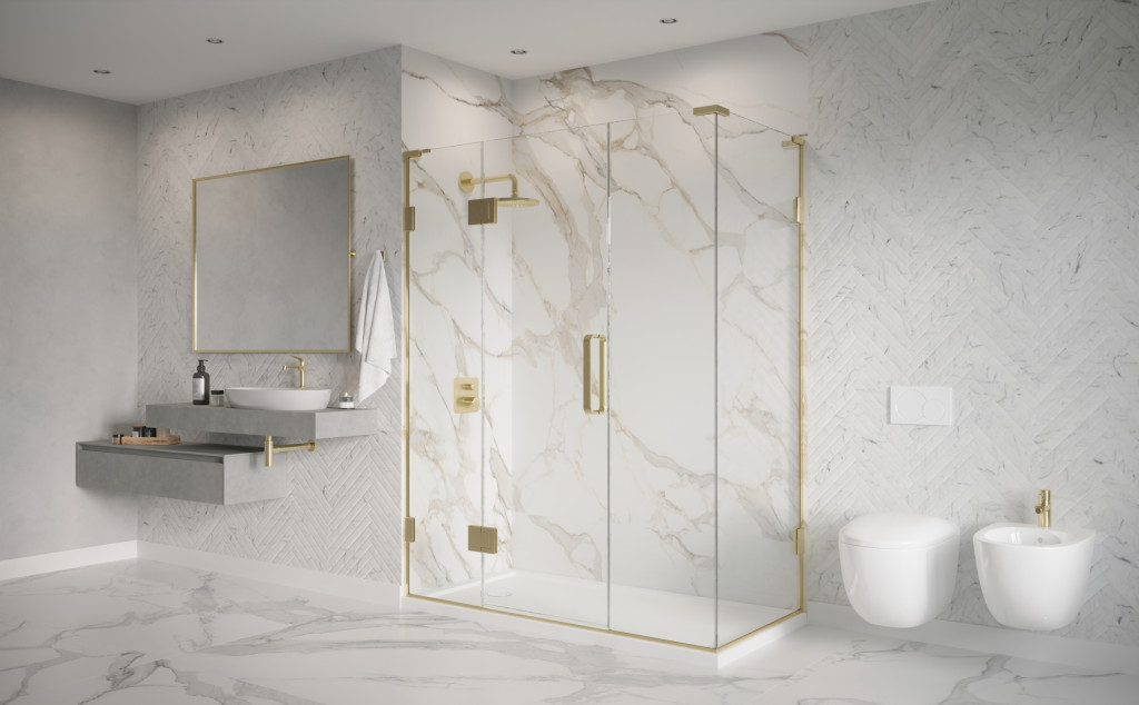 Colours Hinged Door  And  Two In-lines Polished Gold Corner