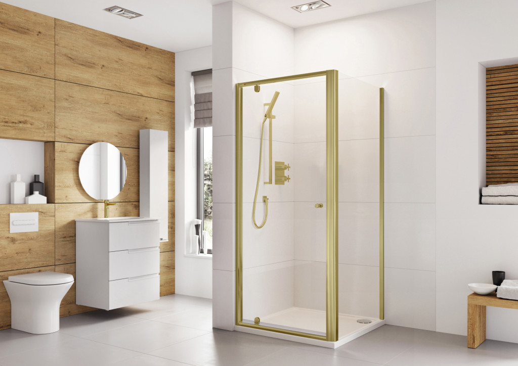 Haven6 Pivot Door Corner Fitting In Brushed Brass