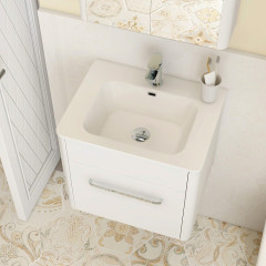 Suburb 500 Single Drawer Wall Mounted Matt White Top Down