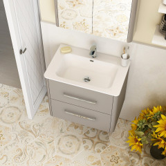 Suburb 600 Double Drawer Wall Hung Cabinet In Matt Ash Top Down