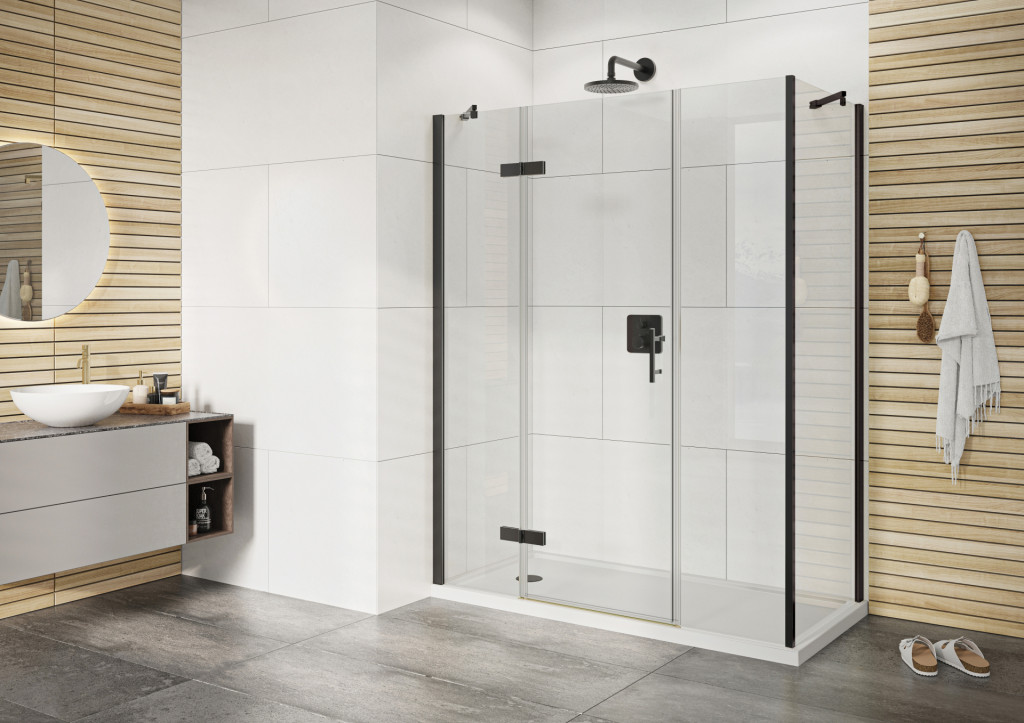 Corner Hinged Door 2 Inlines In Black
