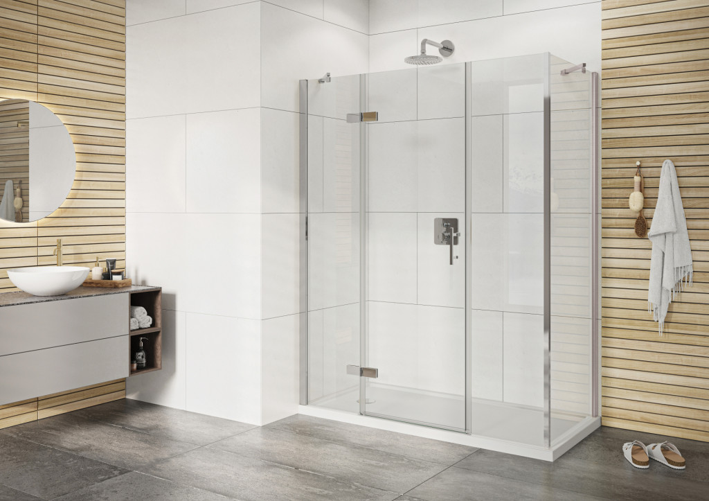 Corner Hinged Door 2 Inlines In Chrome