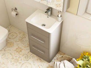 Suburb 600 Floor Standing 2 Drawer Cabinet Matt Ash