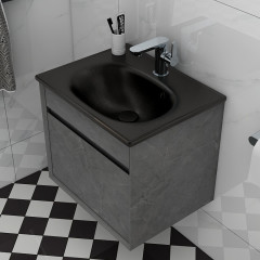 Alma 500 Grey Marble Black Basin